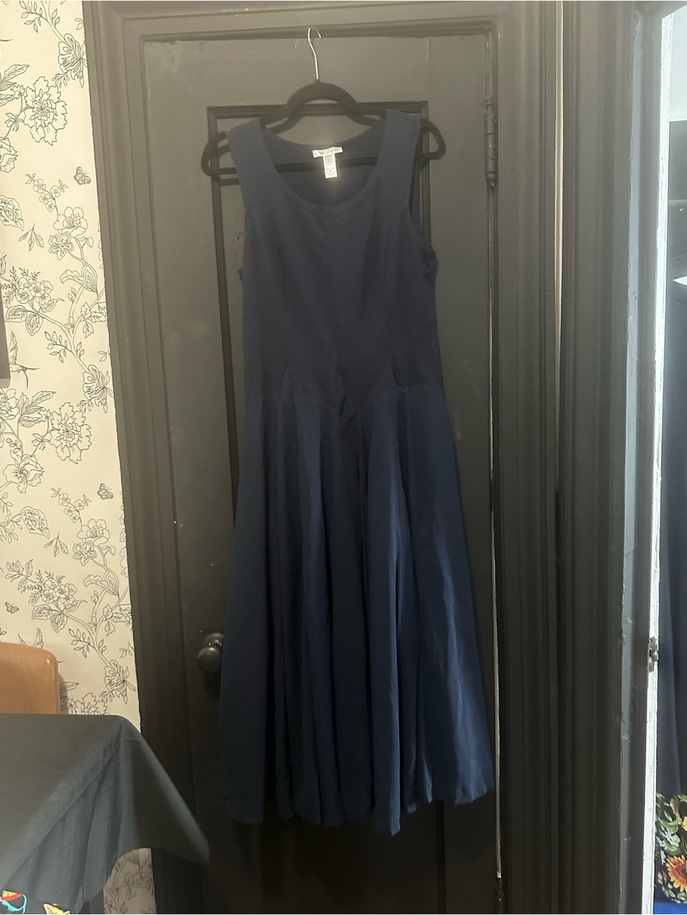 Sleeveless Navy Maxi Dress with Full Skirt